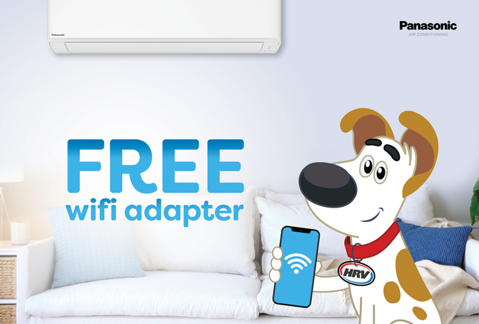 Purchase and install any Panasonic Aero Heat Pump and receive a FREE Wi-Fi adapter