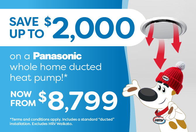 SAVE up to $2,000 on a Panasonic Whole Home Ducted Heat Pump!