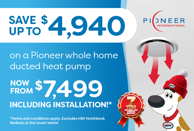 Save up to $4,940 on a Pioneer whole home ducted heat pump!