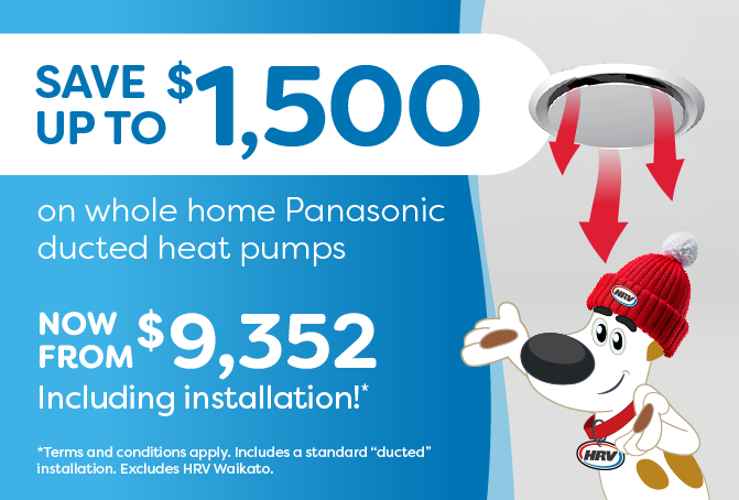 Save up to $1,500 on a whole home Panasonic ducted heat pump!