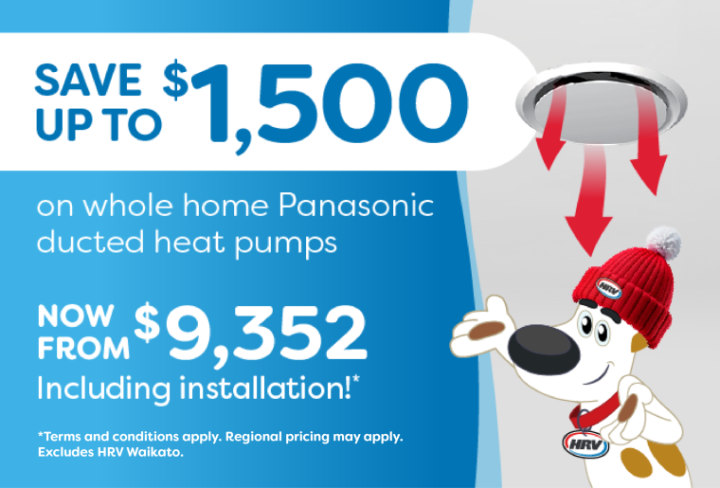 Save up to $1,500 on a whole home Panasonic ducted heat pump!