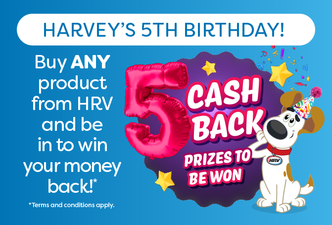 Harvey's 5th Birthday: Win your money back!