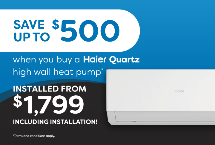 Save up to $500 on a Haier Quartz High Wall Heat Pump