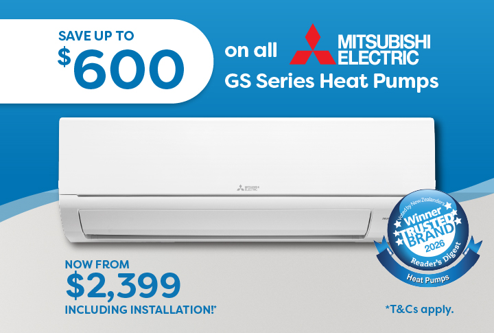 Save up to $600 on all Mitsubishi GS Series heat pumps!