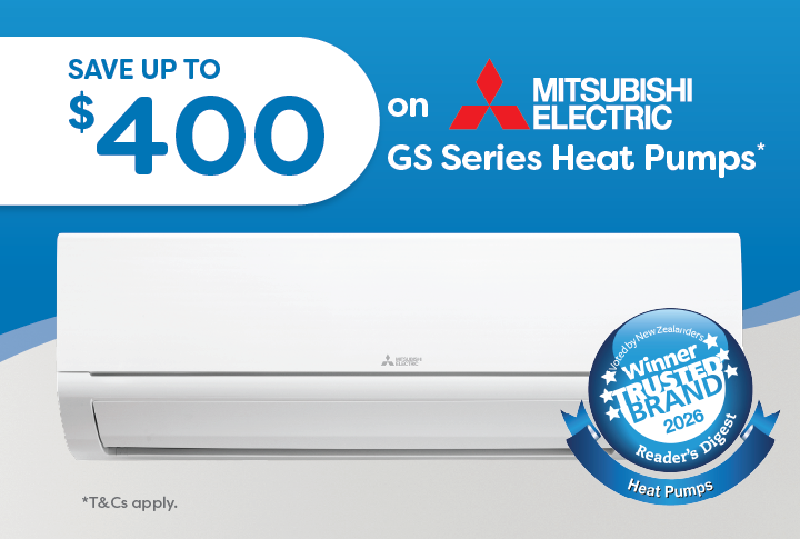 Save up to $400 on Mitsubishi Electric GS Series Heat Pumps