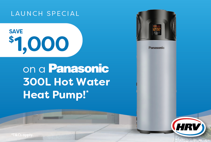 Save $1,000 on a Panasonic 300L Hot Water Heat Pump